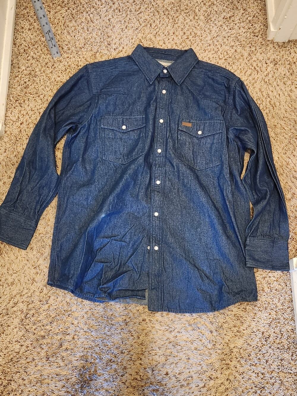 Carhartt S211 DMB Snap-Button Front Denim Work Shirt XL Regular See Pictures